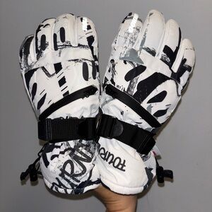 Unisex Touch screen Ski Gloves Waterproof with Zip Pockets Large